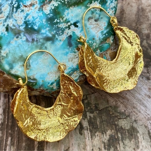 Anthropologie Gold Statement Earrings - Picture 4 of 6